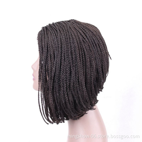 Ombre Hair Box Braid Wig Short Bob Synthetic Lace Front Wigs Crochet pre-braided 2X Twist Braids Wig